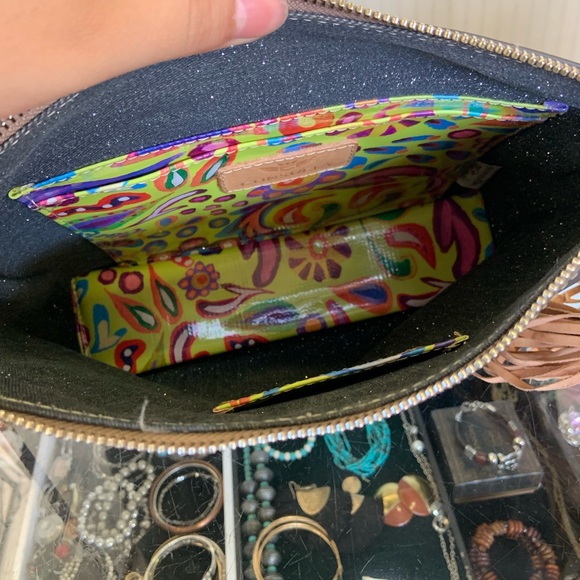 Consuela Gray Crossbody with Colorful Stripe Strap and Tan Accents - Picture 7 of 9